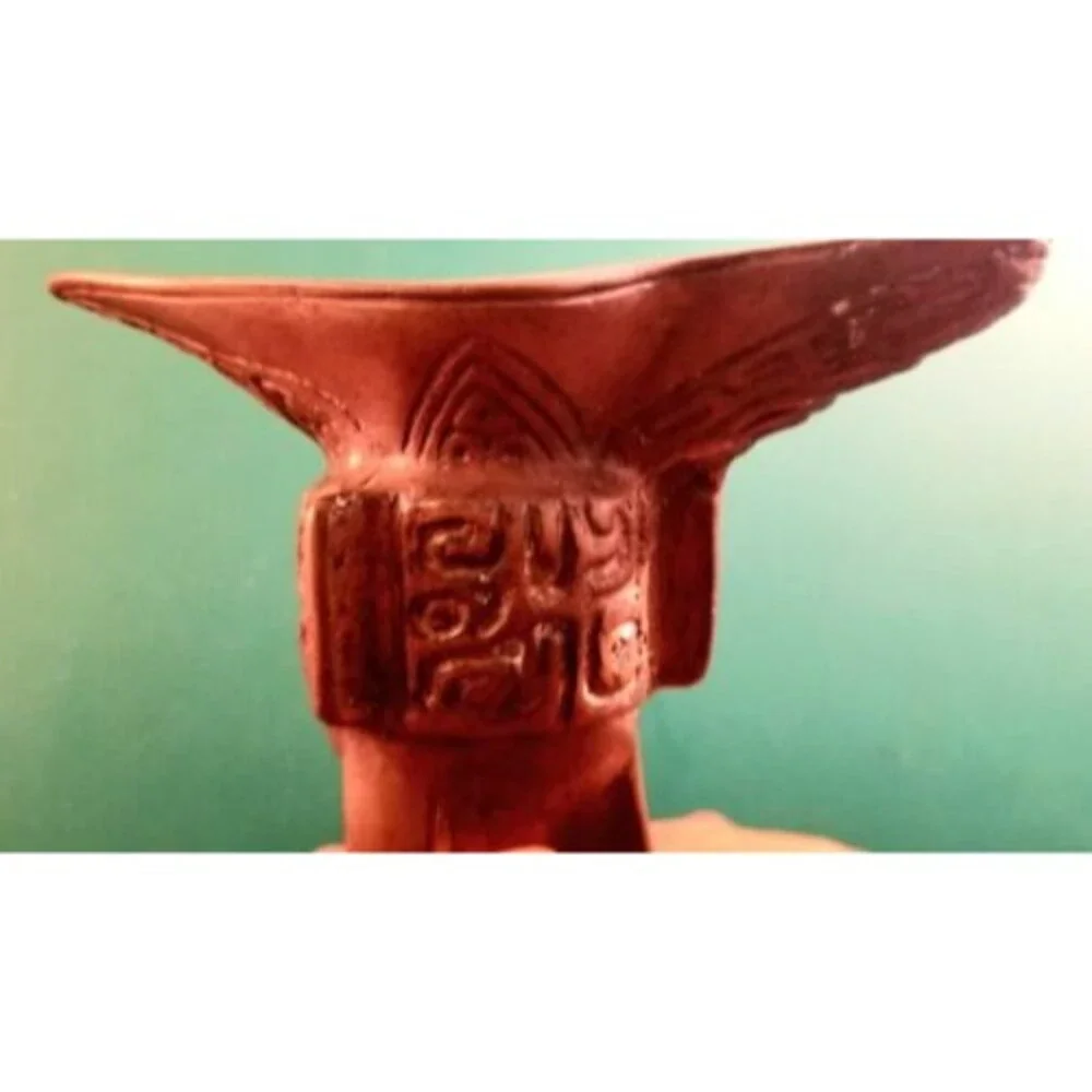 Antique Ceremonial Ritual Bronze Tripod Wine Warming Vessel Chinese Jue Style